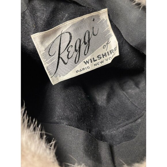 REGGI of Wilshire Fur Hat Vtg 1960's Pillbox Hat Grey Mink OSFM Old Money - Picture 7 of 7
